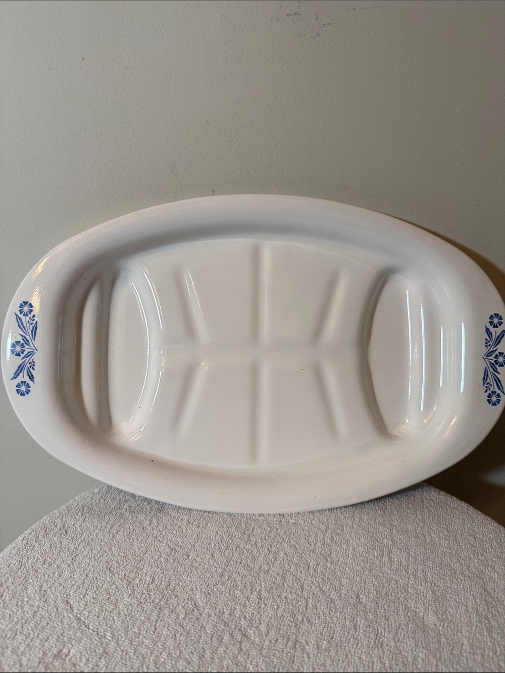 Vintage Corningware Platter with iconic blue floral pattern